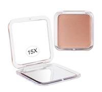 Compact 15X Magnifying Makeup Mirror for Travel, Small Pocket Mirror-Handheld, Foldable & Portable 2-Sided with 15X Magnifying and 1X Mirror for Purses - Square 3.3 x 3.3 inch (Rose Gold)