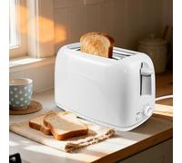 Compact 2 Slice Toaster with 90-Second Quick Bake & 3D Even Heating, 6 Browning Levels, Extra Wide 26mm Slots, Pull-Type Crumb Tray, Space-Saving White Design