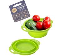 Compact 20cm Collapsible Colander - Space-Saving Kitchen Strainer for Pasta, Vegetables, & More. Durable, Flexible, Dishwasher-Safe Silicone Design. Easy to Use, Fold, Store & Clean. Bright Green