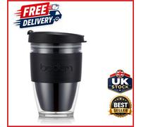 Compact 250ml Travel Mug with Lid Black BPA-Free Plastic for Hot Cold Drinks