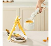 Compact 2in1 anti scald clip with heat resistant silicone coating, bowl lifter and steaming pot clip for safe and easy dish handling (C)