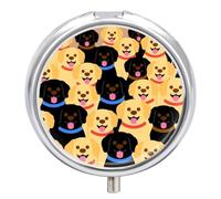 Compact 3 Compartment Round Pill Organizer, Portable Travel Pillbox Labrador Retriever Dogs Pill Case Daily Medicine Container for Men Women