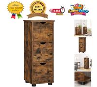 Compact 30x30 Rustic Brown Storage Cabinet with 3 Drawers for Home Organization