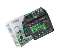 Compact 4-Channel Sound Mixing Console with BT USB MP3 Player 48V Power XLR Mic Input for Podcast Gaming Live Performance DJ Decks Green(Green)