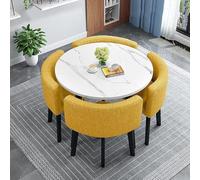Compact 4-Piece Dining Set Round Table with Chairs Perfect for Small Kitchens & Cozy Spaces Modern Design Space-Saving Furniture Ideal for Dining Rooms