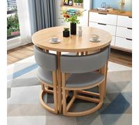 Compact 4-Piece Modern Round Dining Table Set | Stylish Low Dining Table & Chairs for Room Kitchen Conference Reception | Space-Saving Design Ideal for Small Spaces