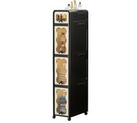 Compact 4-Tier Rolling Plastic Storage Cart for Laundry & Small Bathrooms - Folding with Drawers Ideal for Tight Spaces (Black)