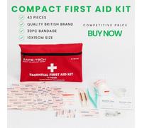 Compact 43 Piece First Aid Kit, Waterproof Travel Emergency Bag For Home, Car, Outdoor, Hiking & Camping Safety Set