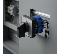 Compact 48x48mm Rotary Selector Switch 25A 4 Pole | Flame retardant plastic body, high temperature resistance, silver alloy contacts, low resistivity, anti-arc design