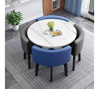 Compact 5-Piece Dining Table Set for 4 Stylish Round Kitchen & Office Table Space-Saving Leather A16 t for Reception & Conference 35.4" x 35.4" x 29.5"