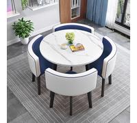 Compact 5-Piece Round Dining Table Set for 4 - Stylish Leather A12 Ideal for Kitchen & Office Reception Space-Saving Design 31.5" x 31.5" x 29.5"