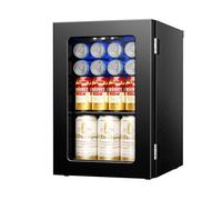 Compact 6 Bottle 6 Can Drink Refrigerator, Freestanding Mini Fridge with Temperature Control for Beer Wine Small Refrigerator Under Counter Adjustable Shelf