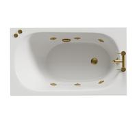 Compact 6 Jet Brushed Brass V-Tec Single Ended Whirlpool Bath | White | Acrylic | 1200mm x 700mm