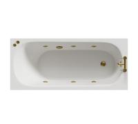 Compact 6 Jet Brushed Brass V-Tec Single Ended Whirlpool Bath | White | Acrylic | 1600mm x 700mm