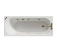 Compact 6 Jet Brushed Brass V-Tec Single Ended Whirlpool Bath | White | Acrylic | 1700mm x 700mm