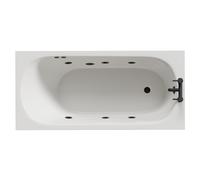 Compact 6 Jet Matt Black Flat Jet Single Ended Whirlpool Bath | White | Acrylic | 1500mm x 700mm