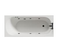 Compact 6 Jet Matt Black Flat Jet Single Ended Whirlpool Bath | White | Acrylic | 1600mm x 700mm