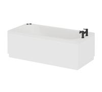 Compact 6 Jet Matt Black V-Tec Single Ended Whirlpool Bath | White | Acrylic | 1500mm x 700mm