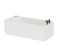 Compact 6 Jet Matt Black V-Tec Single Ended Whirlpool Bath | White | Acrylic | 1600mm x 700mm