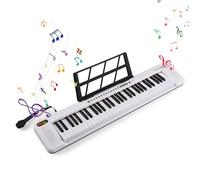 Compact 61 Key Electronic Keyboard with Dual Speaker System 200 Tones and Rhythms for Beginners (White)
