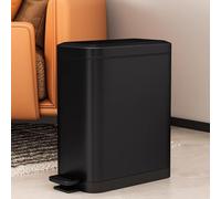 Compact 7L Stainless Steel Kitchen Trash Can with Soft-Close Lid & Removable Inner Bucket, Pedal Operation, Space-Saving Design, Perfect for Home Use (Black)