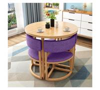 Compact 80cm Round Dining Table Set - Space-Saving Chairs for Office Reception Conference Apartments Study Balcony Beauty Salons Meeting Rooms - Stylish Purple Design