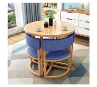 Compact 80cm Round Dining Table Set with ChairsPerfect for Office Reception Conference Apartment Balcony Beauty Salon Coffee and MeetingsSpaceSaving Design (Color: Dark Blue)