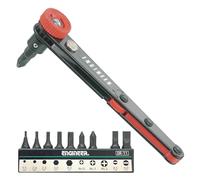 Compact 90 Degree Right Angled Ratchet Screwdriver + Assorted bits, fits into Restricted & confined Places. ENGINEER dr-06