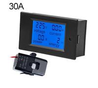 Compact AC Voltmeter Ammeter with High Visibility LCD Display for Simultaneous Measurement of Key Electrical Metrics (30A)