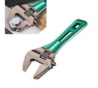 Compact Adjustable Wrench with 46mm Maximum Opening Chromium Vanadium Steel Construction and Non Slip Grip for Control (E 2 uses 8inch)