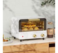 Compact Air Fryer Oven, White with Gold Accents, 12L Capacity, 750W, Dual Height Grills, Adjustable Temperature Control, 31.5x27.7x22.7cm
