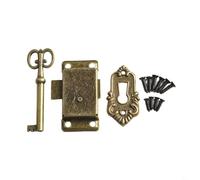 Compact Antique Door Lock Set Designed for Drawer Jewelry Box Cabinet Wardrobe and Cupboard with Left and Right Turning Key Switch (Green bronze)