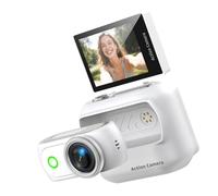 Compact AntiShake 4K Sports Camera with 32GB Memory, White | High Resolution Camera for Travel Activity with Expandable Storage Up to 128G and Outdoor Fun