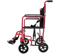 Compact Attendant Propelled Lightweight Aluminium Transit Wheelchair - Red