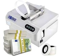 Compact Automatic Money Strapping Machine, Intelligent Banknote Bundler, 2-Second Thermal Cross Binding, Auto Sensing, Fault Self-Diagnosis, for Banknotes, Tags, Receipts, Paper(Machine+43 Rolls)