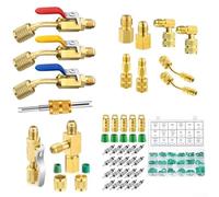 Compact Ball Valve Coupler Set 12 Pieces For R410a R134a R12 R22 Including For Mini Split Adapters Quick Coupler Valve Core Remover And 270 O Rings Brass Build For Home Car Ac System For Service
