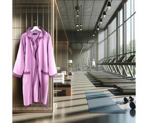 Compact bathrobe in ultra-absorbent and lightweight microfibre - Lilac woman