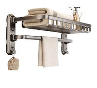 Compact Bathroom Towel Rack with Shelf & Hooks, Foldable Space-Saving Design for Towels in Hotels, Dorms, and RVs - Ideal for Travel & Camping