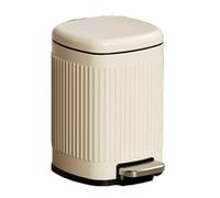 Compact Bathroom Trash Can with Soft Close Lid 32L Pedal Bin for Small Spaces Stylish Milk White Steel Waste Basket Space Saving Design