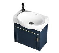 Compact Bathroom Vanity Set with Sink - Corner Space Saver Wash Basin & Under Sink Cabinet for Small Spaces Wall-Mounted Modern Design Perfect for Tiny Bathrooms & Apartments