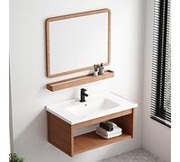 Compact Bathroom Vanity Sink Combo with Mirror Wall-Mounted Floating Cabinet for Small Spaces Stylish Wood Finish Perfect for Modern Bathrooms.