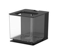 Compact Betta Aquarium Kit with Automatic Water Change System, 7.09x6.69x6.42 inch PC Desktop Tank for Small Fish, Turtles, Reptiles- Black