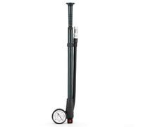 Compact bike pump with pressure gauge for mountain and electric bike tires, front forks, and rear shocks, aluminum alloy body built to last (Turquoise)