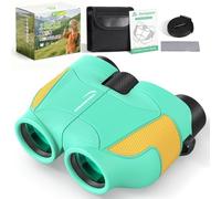 Compact Binoculars for Kids & Adults, Aurosports 15x25 Small Kids Binoculars for Bird Watching, Mini Binocular for Kid 8-12 Educational Learning, Gifts Toys for Boys Girls Sports Outside Play - Green
