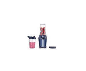 Compact Blender, included Cups with Lids, Double-action Blades, 3 Pre-settings, Overheat Protection, Dishwasher Safe, 1000w, Midnight Blue, 403060