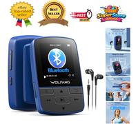 WOLFANG 64GB MP3 Players with Bluetooth 5.3, Sports Clip, Mini Size, Weigh 1 oz, HiFi Speaker FM Radio, Voice Recorder, Earphones included