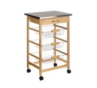 Compact Build Glenn 3 Wire Baskets Pinewood Kitchen Trolley, Sturdy Kitchen Trolley For Entertaining Guests Premier Housewares Natural One Size