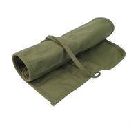 Compact Canvas Roll Storage Bag for Paintbrushes, Pencils, and Art Tools with Multiple Compartments for Organized Carrying (Green)