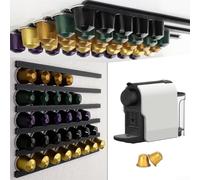 Compact Capsule Holder for Coffee Compatible with Various Brands Designed to Keep Your Kitchen Neat with Wall and Cabinet Mount Options (Black)