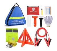Compact Car Emergency Kit for New Drivers | Essential Roadside Tools with Jump Leads, Tow Rope, Safety Hammer, Warning Triangle & Mini First Aid Kit